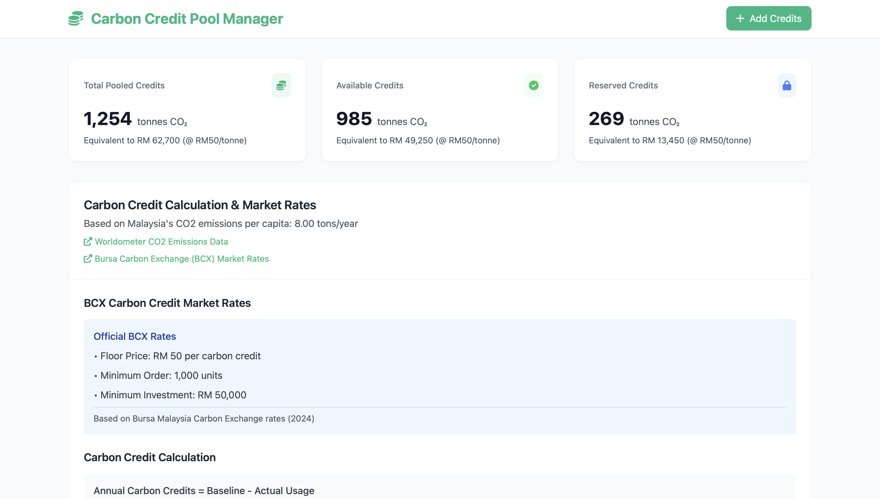 Admin page for eco-finance